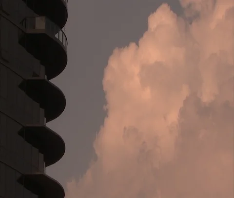 Bank of clouds and edge of Columbus high-rise. Stock Footage 86695452
