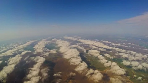 The Bank of clouds spins in flight Stock Footage 96051747