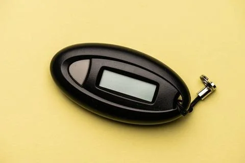 Bank code generator key tag on yellow background. Bank code generator key ... Stock Photos