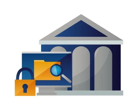 Bank computer security market Ilustración de archivo