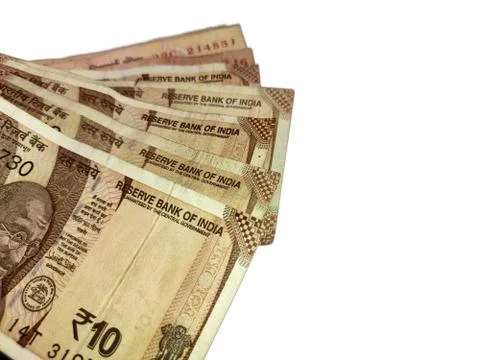 Bank currency notes bundle background , Money exchange Concept on white Foto stock