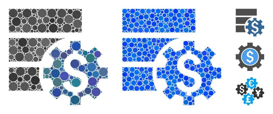 Bank Database Options Composition Icon of Circles Illustrazione stock