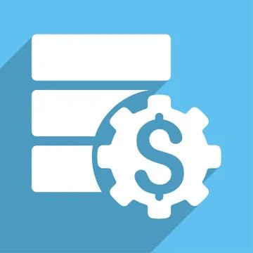 Bank Database Options Long Shadow Square Icon Illustrazione stock