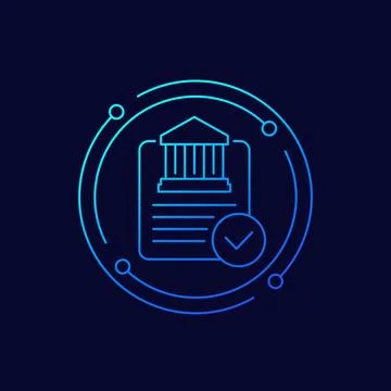 Bank document approved icon, linear design 스톡 일러스트