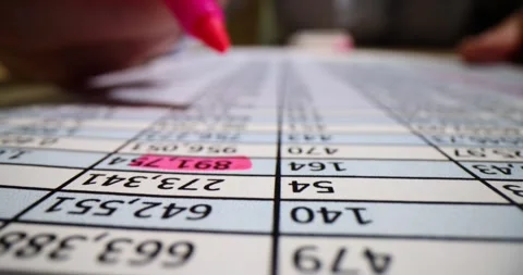 Bank document errors numbers marked with red marker closeup Stock Footage 263165216