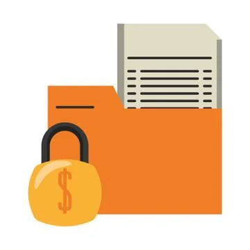 Bank documents folder with padlock symbol 库存插图
