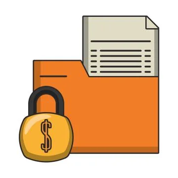 Bank documents folder with padlock symbol Stock Illustration