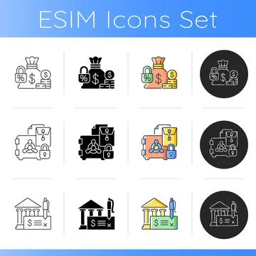 Bank draft icons set イラスト素材