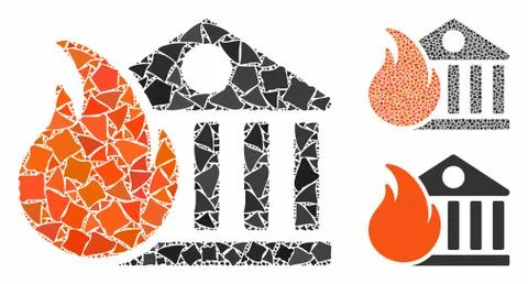 Bank fire conflagration Composition Icon of Rough Parts Stock Illustration