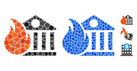 Bank Fire Conflagration Composition Icon of Spheric Items Stock Illustration