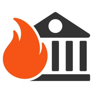 Bank Fire Conflagration Flat Icon Stock Illustration
