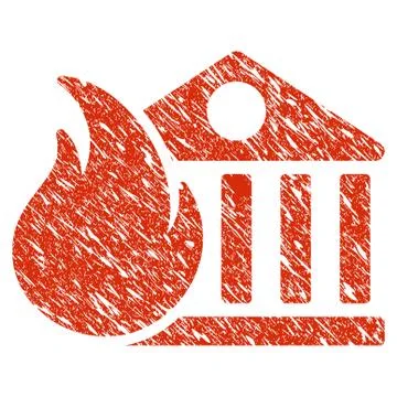 Bank Fire Conflagration Icon Grunge Watermark Stock Illustration