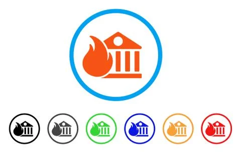 Bank Fire Conflagration Rounded Icon Stock Illustration