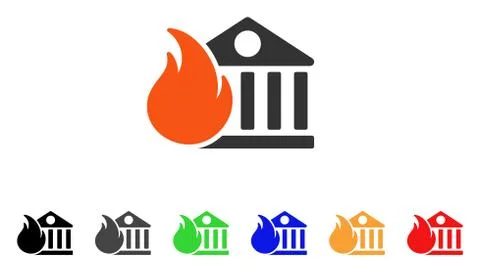 Bank Fire Conflagration Vector Icon Stock Illustration