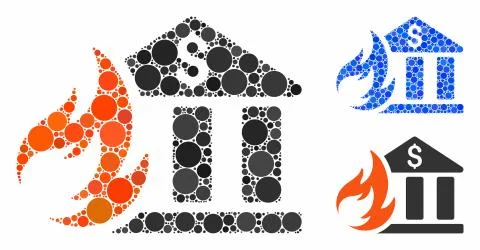 Bank fire disaster Composition Icon of Round Dots Illustrazione stock
