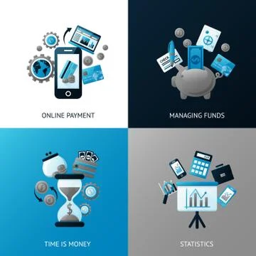 Bank flat set Ilustración de archivo