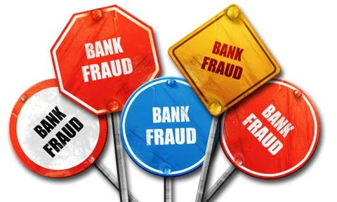 Bank fraud background, 3D rendering, rough street sign collectio Illustrazione stock