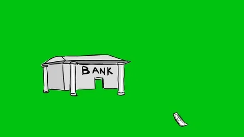 Bank   hand drawn   Green Screen  Stock Footage 72596736