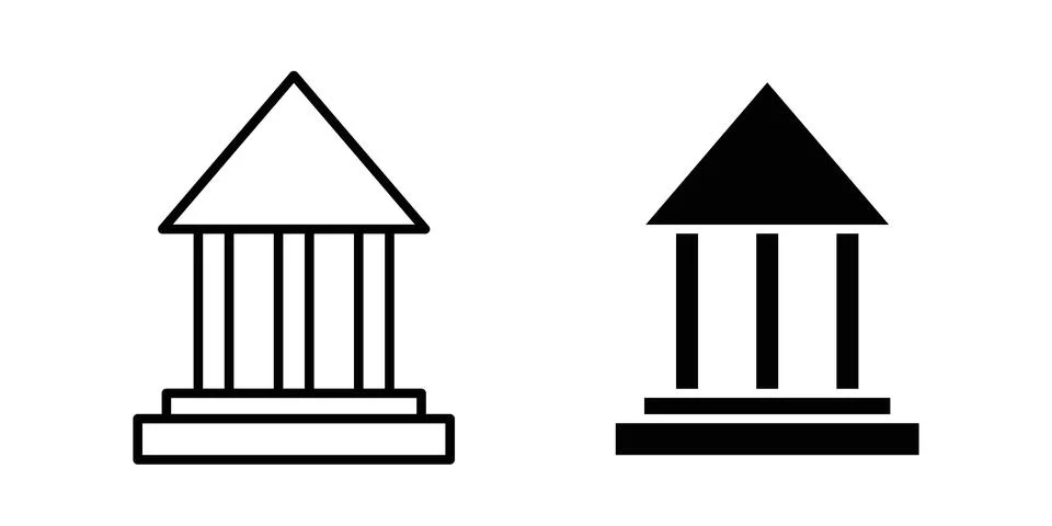Bank icon black vector isolated on white Stock Illustration