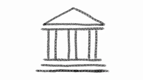 Bank icon designed with drawing style on a blackboard, animated footage ideal Stock Footage 117407591