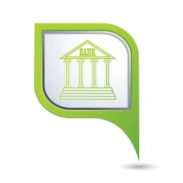 Bank icon on green map pointer Stock Illustration