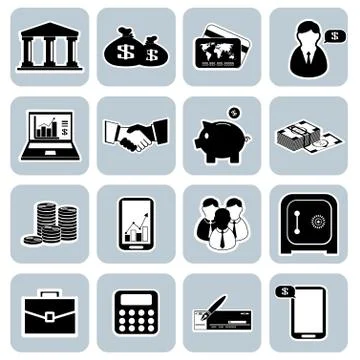Bank icon set Stock Illustration
