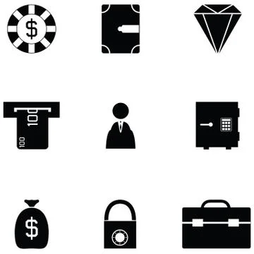 Bank icon set Stock Illustration