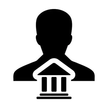 Bank Icon Vector With Person Profile Male Avatar Symbol Stock Illustration