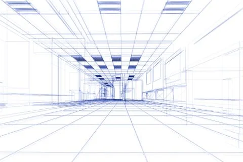 Bank interior 3d rendering Stock Illustration