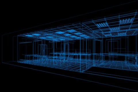 Bank interior 3d rendering Stock Illustration