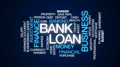 Bank loan animated word cloud, text design animation. Stock Footage