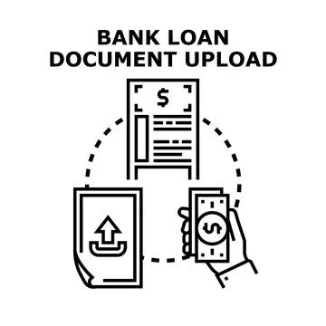 Bank loan document upload process vector illustration Stock Illustration