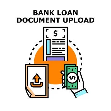 Bank loan document upload process vector illustration Stock Illustration