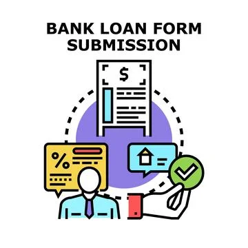 Bank loan form submission process approval Stock Illustration