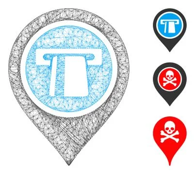 Bank Machine Pointer Polygonal Web Vector Mesh Illustration Stock Illustration