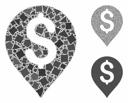 Bank map marker Composition Icon of Trembly Items Stock Illustration