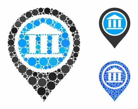 Bank map pointer Composition Icon of Circle Dots 스톡 일러스트