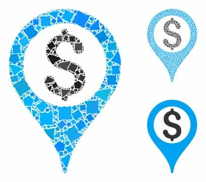 Bank map pointer Composition Icon of Humpy Items 스톡 일러스트