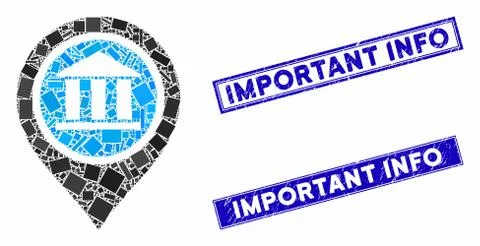 Bank Map Pointer Mosaic and Scratched Rectangle Important Info Watermarks Stock Illustration