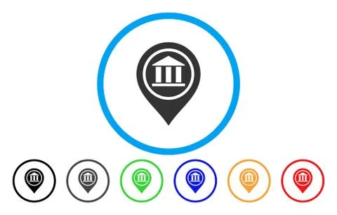 Bank Map Pointer Rounded Icon イラスト素材