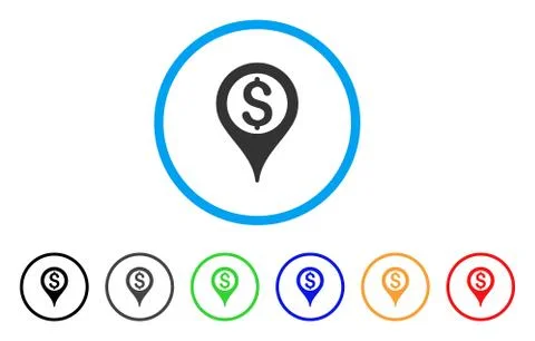 Bank Map Pointer Rounded Icon Stock Illustration