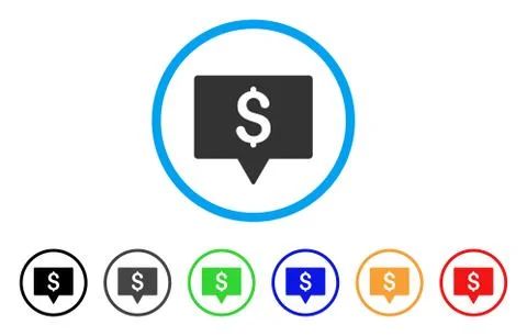 Bank Map Pointer Rounded Icon Stock Illustration