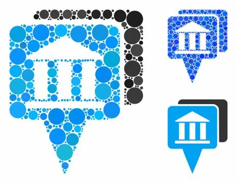 Bank map pointers Composition Icon of Round Dots Stock Illustration