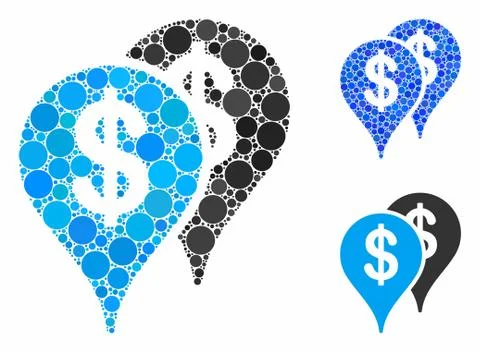 Bank map pointers Composition Icon of Spheric Items Stock Illustration