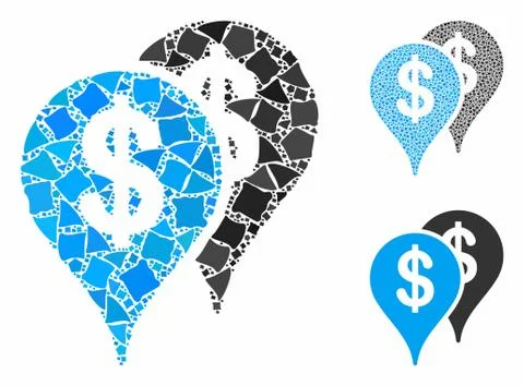 Bank map pointers Composition Icon of Irregular Pieces Stock Illustration