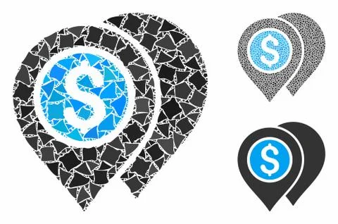 Bank map pointers Composition Icon of Abrupt Pieces 스톡 일러스트