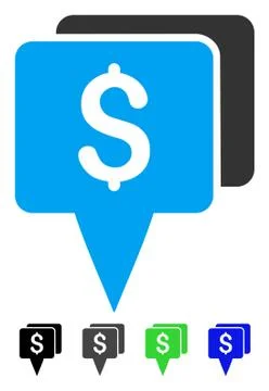 Bank Map Pointers Flat Icon Stock Illustration