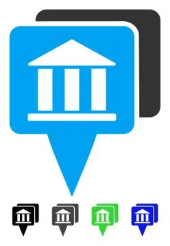 Bank Map Pointers Flat Icon Stock Illustration