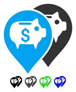 Bank Map Pointers Flat Icon 스톡 일러스트