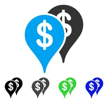 Bank Map Pointers Flat Icon Illustrazione stock